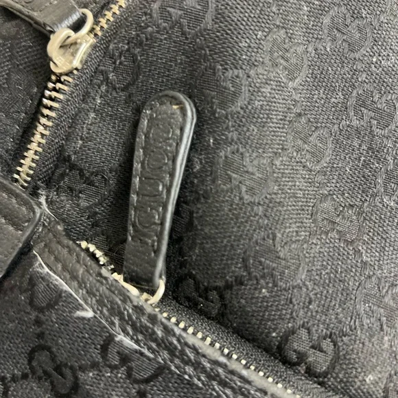 Gucci GG Black Monogram Backpack with Web Stripe - Picture 4 of 13